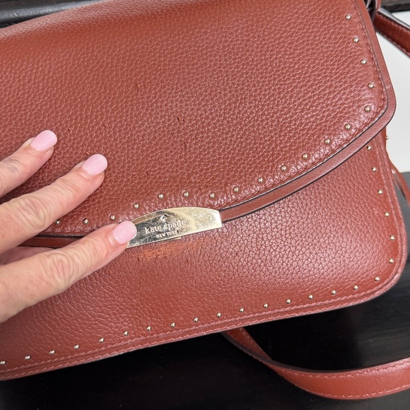 Kate Spade DEAL leather studded crossbody shoulder purse luxurious, neutral - Picture 7 of 12